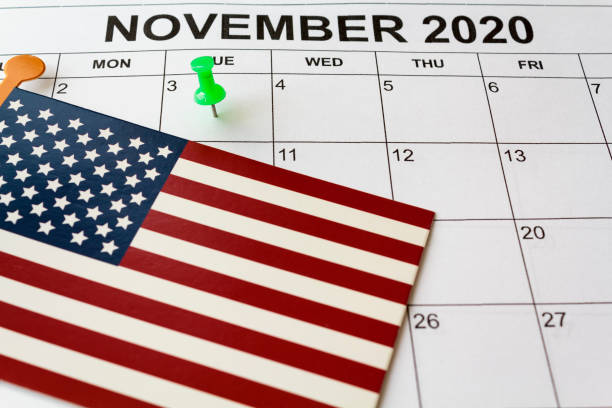 istock Calendar with November 3rd marked with pin. US election day concept 1280985374