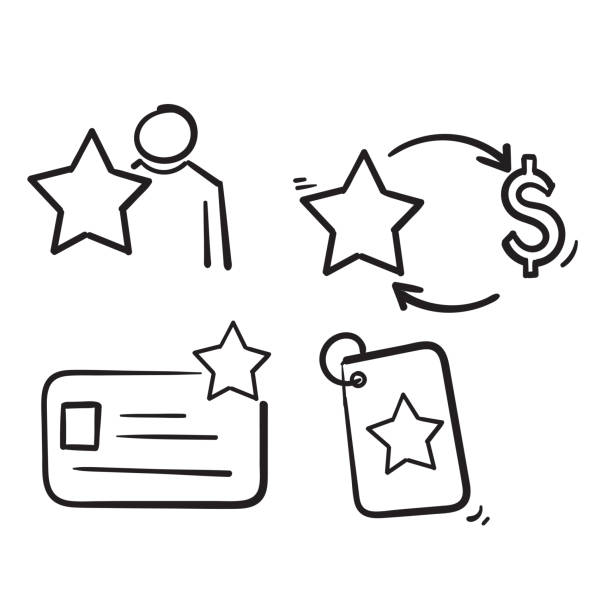 ilustrações de stock, clip art, desenhos animados e ícones de hand drawn royalty program line icon set in doodle sketch vector - redemption center