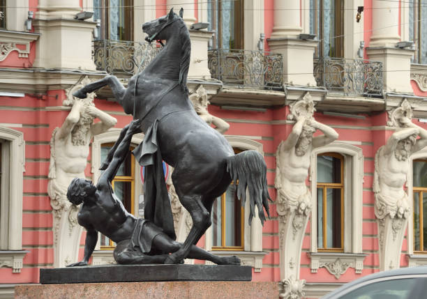 Saint Petersburg/Russia-09/01/2020: Magnificent sculpture \