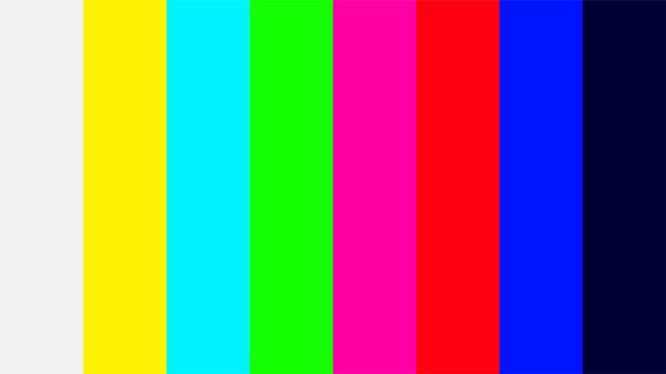 bunte farben signal des tv-bildschirm, fernsehsignal mit grafischen farbfilm, video-display-bildschirm farbe farbuhr tv für hintergrund - testbild stock-grafiken, -clipart, -cartoons und -symbole