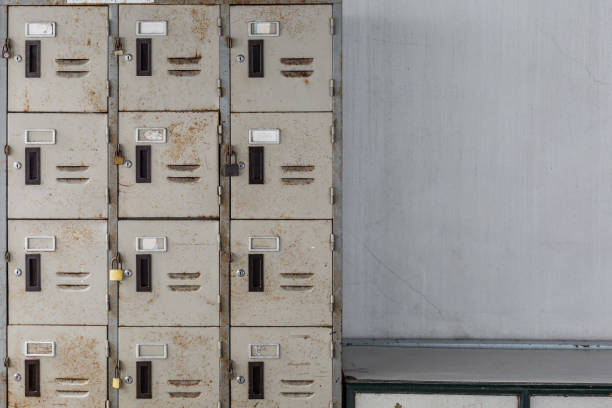 istock Pattern of old locker and padlock texture background and copy space 1280994987