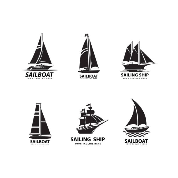 illustrations, cliparts, dessins animés et icônes de conception de silhouette de voilier - sailboat sail sailing symbol