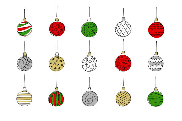 illustrations, cliparts, dessins animés et icônes de collection de boules de noël - christmas ball christmas ornament human hand