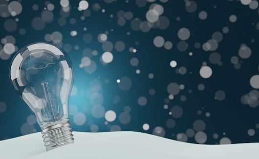 Light bulb on christmas background. 3d illustration