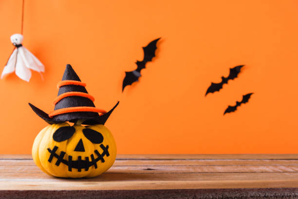 istock Funny Halloween day decoration ghost party 1281000933
