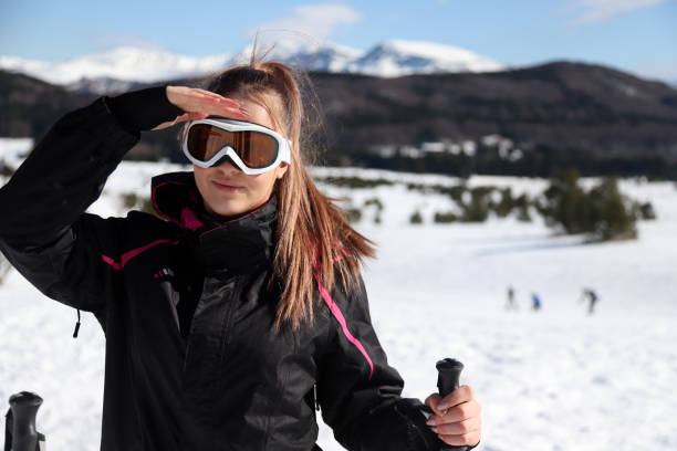 istock Female skier in the mountain 1281001887