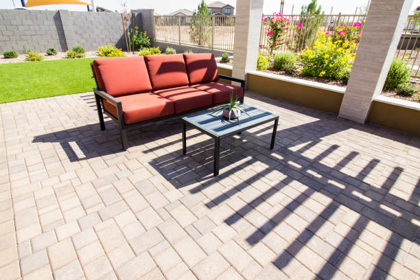 istock Rear Yard Patio With Coffee Table & Lounge Couch 1281003906