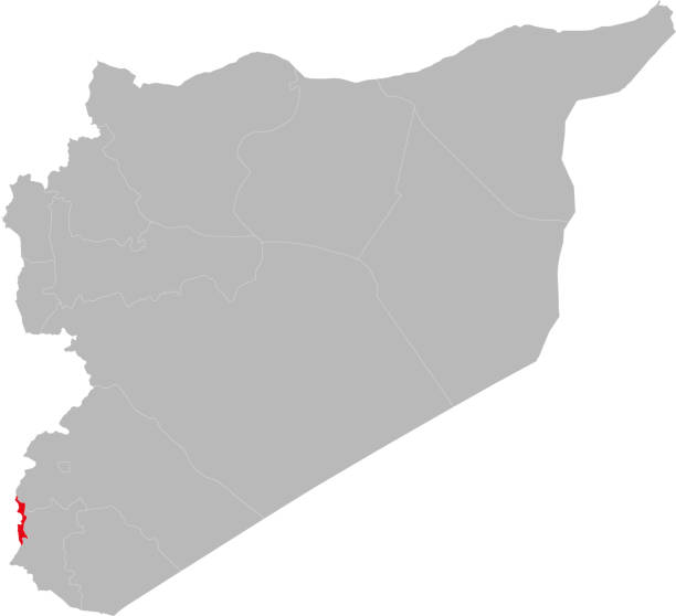 prowincja quneitra wyróżniona na mapie syrii. - qunaitira stock illustrations
