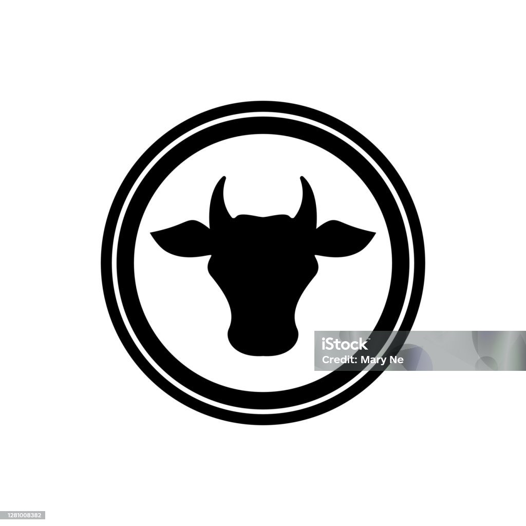 Simbol Sapi Kepala Sapi Berputarputar Ikon Garis Label Hewan Ternak Daging Sapi ...