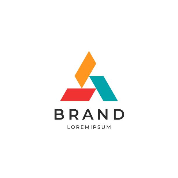 stockillustraties, clipart, cartoons en iconen met drie elementen driehoekssymbool. abstract bedrijfslogotype. - logo