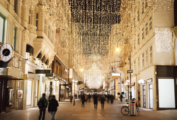 Street by night in Vienna, Austria