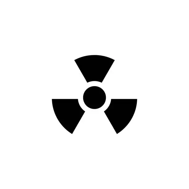 Vector illustration of Radiation Alert, Reactor Radioactivity. Flat Vector Icon illustration. Simple black symbol on white background. Radiation Alert, Nuclear Radioactive sign design template for web and mobile UI element.