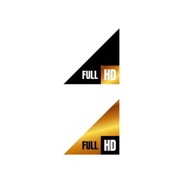 full hd-logo-symbol 1080p zeichen zeichen volle high definition auflösung icon vektor - hd 1080 stock-grafiken, -clipart, -cartoons und -symbole