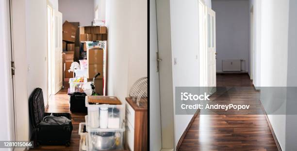 House Mess And Junk Declutter Stock Photo - Download Image Now - Decluttering, Before and After, Messy