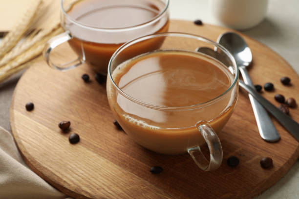 istock Concept of breakfast with cups of fresh coffee 1281016434