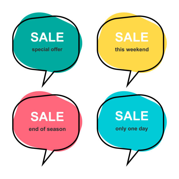 Set of flat speech bubble shaped banners, price tags, stickers, badges. Vector illustration. Set of flat speech bubble shaped banners, price tags, stickers, badges. Vector illustration.Eps 10 buble stock illustrations
