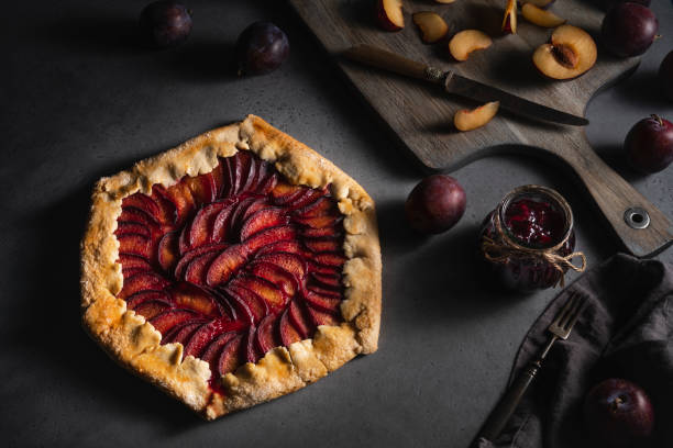 istock Plum galette recipe with red plums ingredients 1281020957