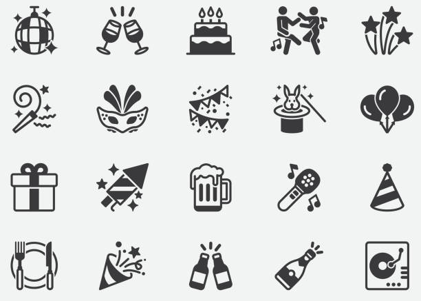 ilustrações de stock, clip art, desenhos animados e ícones de party ,relationship, buddy, greeting, love ,dance pixel perfect icons - dance floor audio