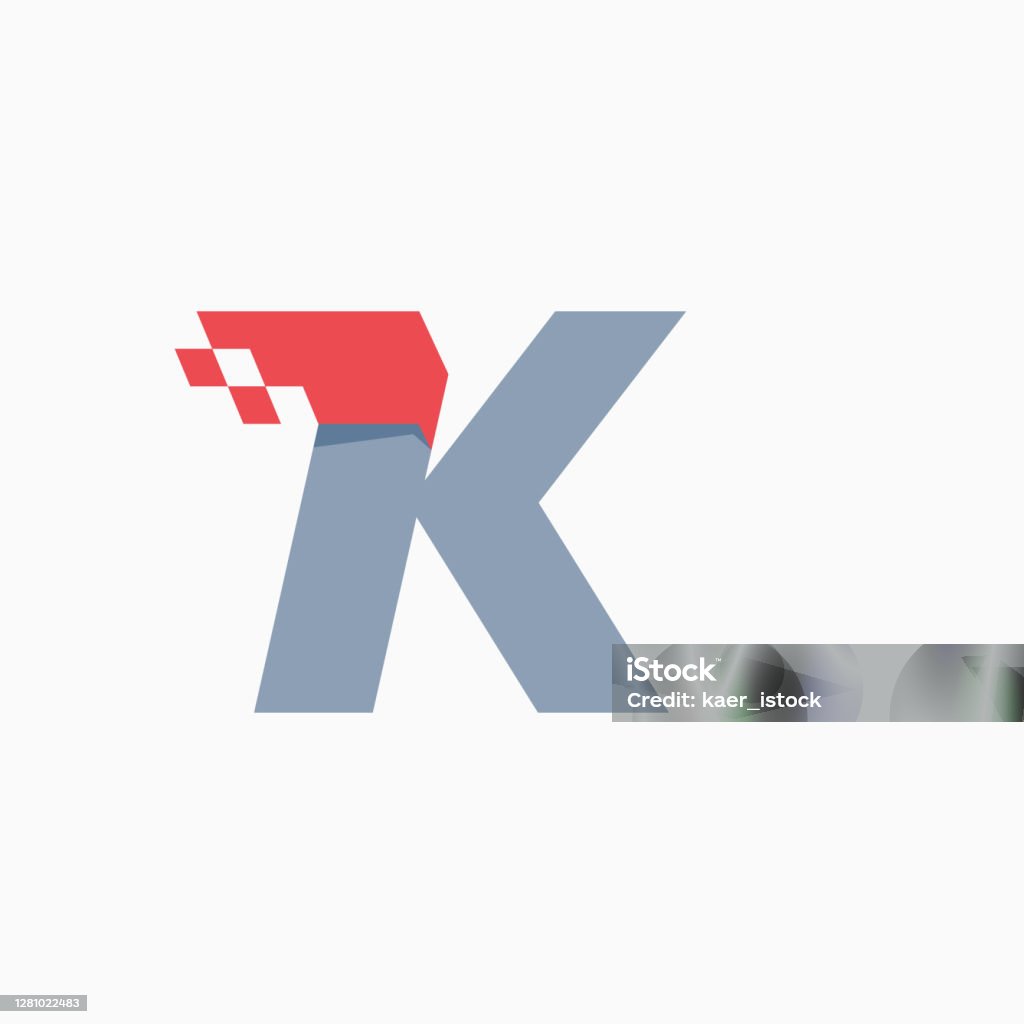 K Letter Logo With Taxi Checkered Pattern Line Stock Illustration ...