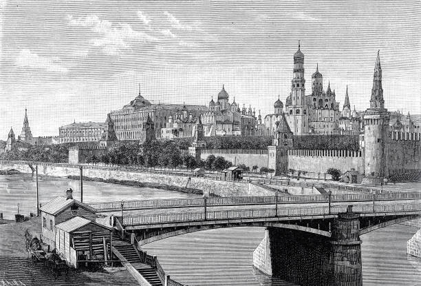 Kremlin in Moscow Illustration from 19th century kremlin stock illustrations