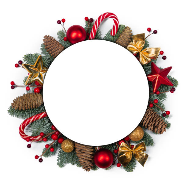 istock Christmas card and decor on white 1281026829