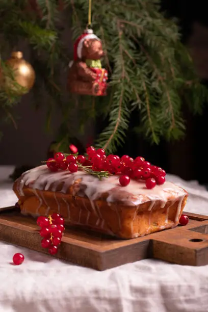 Christmas cake ready for dinner with family