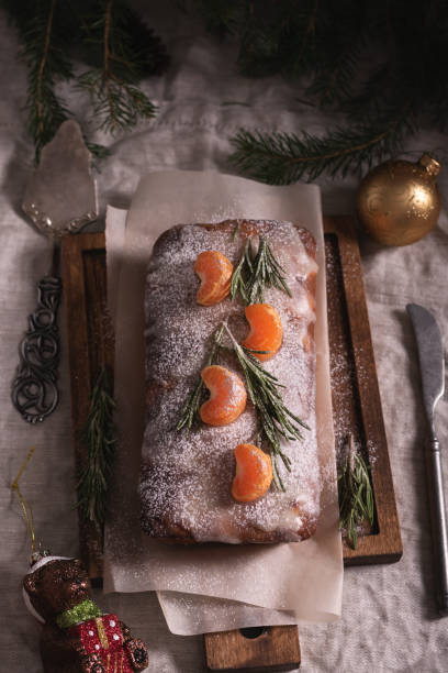 Delicious pie with mandarins ready for christmas dinner