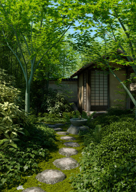 istock 3D illustration Japanese garden 1281029581