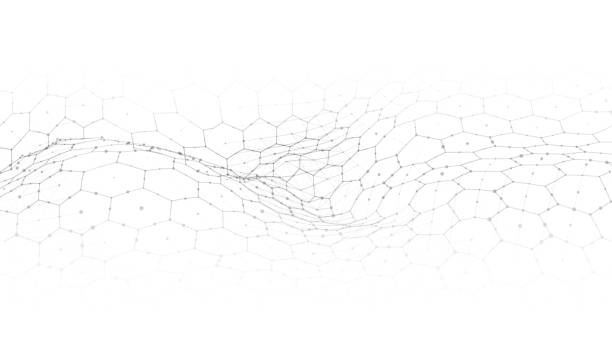 istock Vector abstract futuristic digital landscape with particles dots and stars on horizon. computer geometric digital connection 1281032855