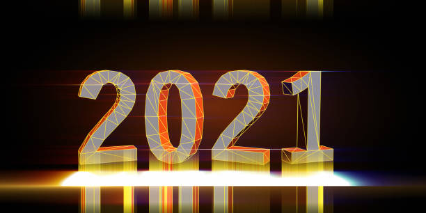 istock 2021. 3D polygonal number with lines and lights effects. Concept 3d illustration background . 1281039692