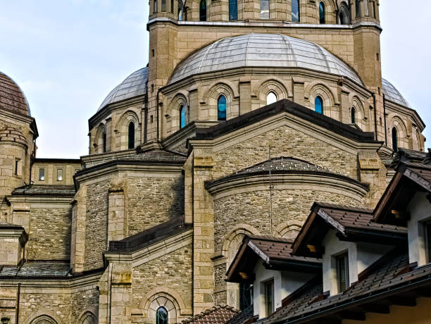istock Part of a pilgrimage church with dome and windows 1281040467