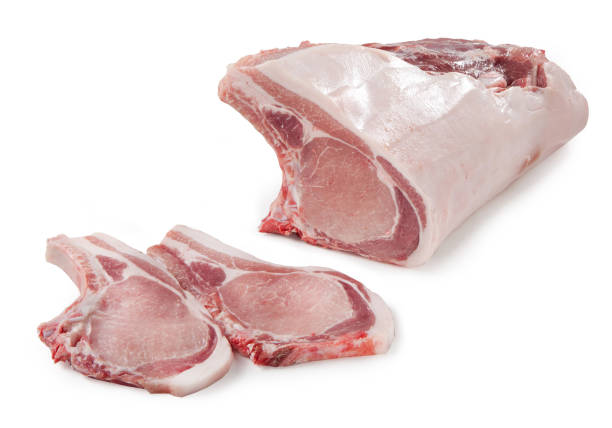 istock Pork steak isolated, costate di maiale 1281042220