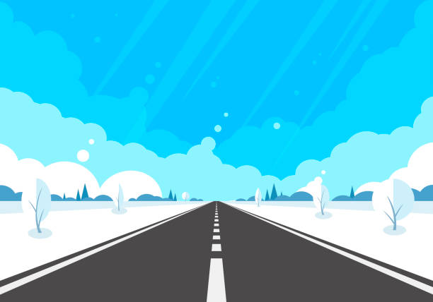 winterstraße - winterroad stock-grafiken, -clipart, -cartoons und -symbole