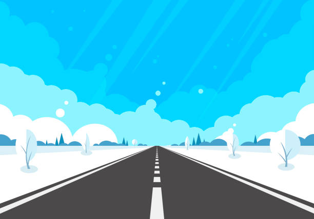 зимняя дорога - winterroad stock illustrations