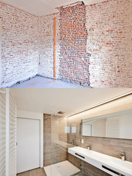Renovation of a bathroom Before and after