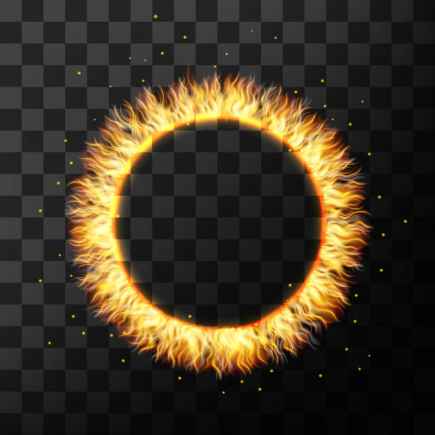 Ring of fire, circle of flames Ring of fire, circle of flames, burning frame. Ring Of Fire stock illustrations