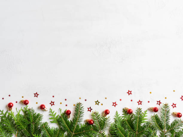 istock Fir branches, confetti and christmas balls 1281054699