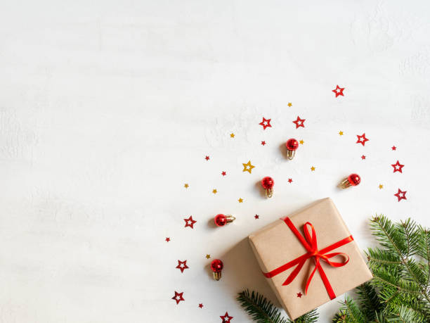 istock Flat lay of Christmas gift and decor. 1281054745