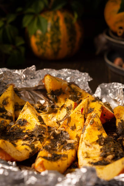 istock Baked pumpkin with dill and parsley, spices 1281058532