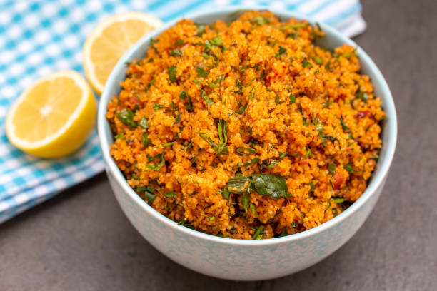istock Traditional delicious Turkish foods: bulgur salad (kisir) 1281064593