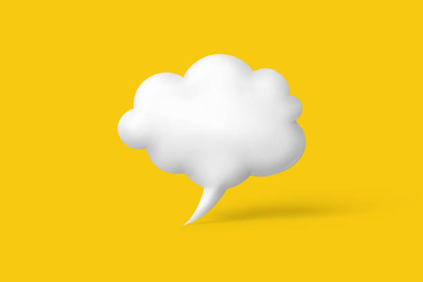 3d render of cartoon speech bubble isolated on yellow background with copy space