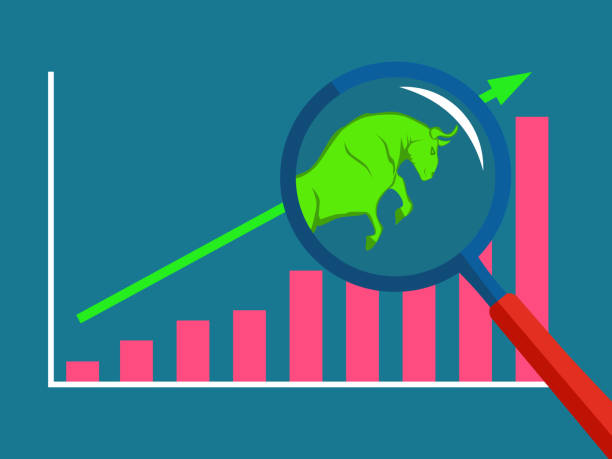 istock Graph the growth with a magnifyin g glass with an emphasis on the point. Graph analysis represents growth 1281066724