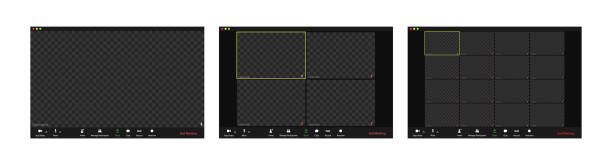 Group video meeting user interface, video conference calls window overlay. Group video meeting user interface, video conference calls window overlay. full hd format stock illustrations