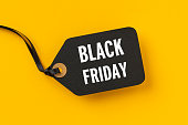 Sale tag with Black Friday written on yellow background