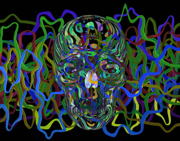 istock Abstract Skull Head with Worms, 3d illustration 1281067374