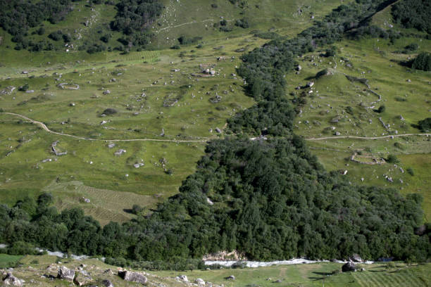 istock The mountain slopes are covered with forest. Alpine valley. Caucasus, Russia. 1281068794
