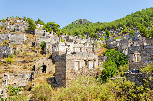 Ghost Town, Abandoned houses and ruins of Kayakoy village, Fethiye, Turkey