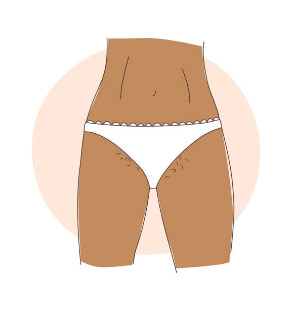 illustrations, cliparts, dessins animés et icônes de l’adolescente et les poils pubiens. porte des culottes blanches - body concious