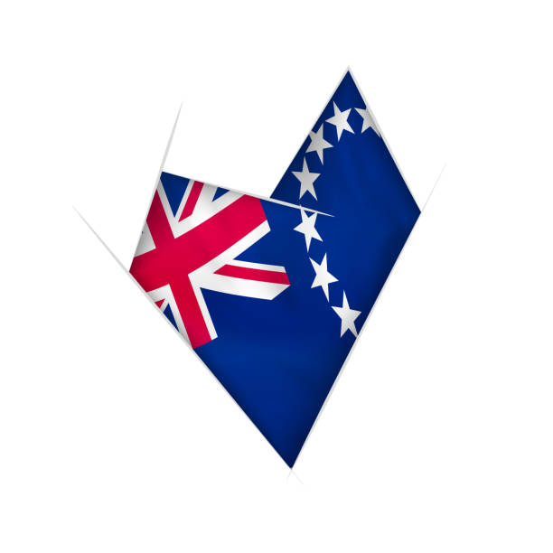 istock Sketched crooked heart with Cook Islands flag 1281072361