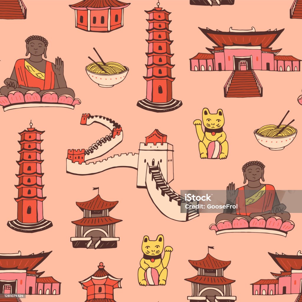 Hong Kong Pattern Vector China Hong Kong Hand Drawn Vector Pattern Stock Illustration - Download ...